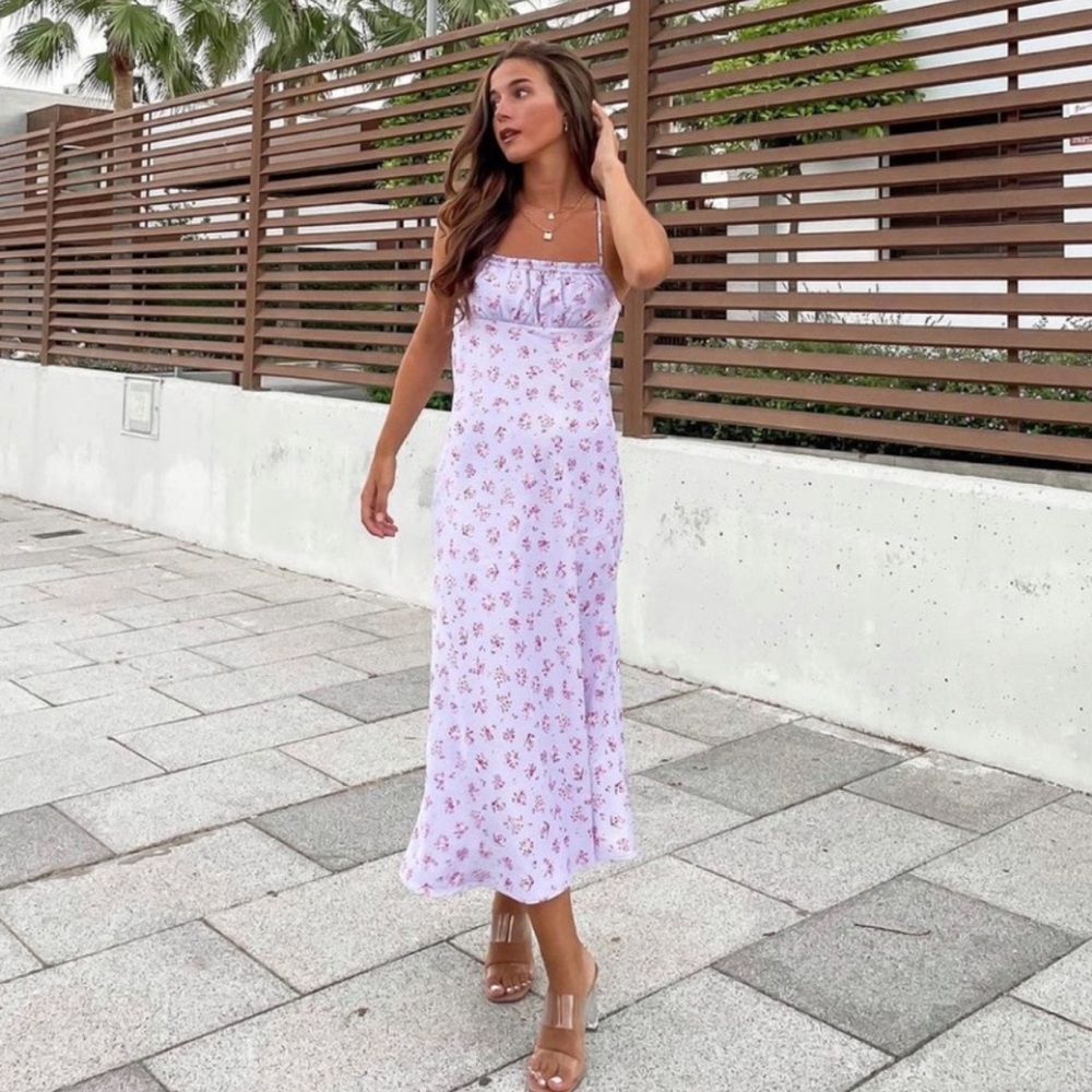 Zara bloggers fave floral print satin effect midi dress